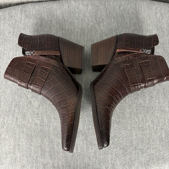 SAM EDELMAN Leather Western Ankle Heel Boots Brown Women's Sz 9.5M - Picture 8 of 14